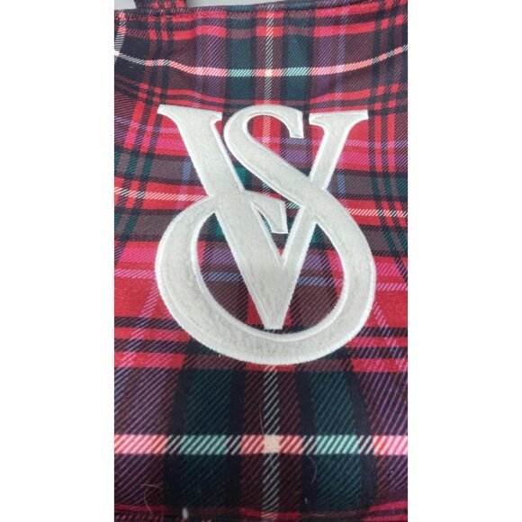Victorias Secret Red Plaid Tote Bag With Sherpa Detailing & Logo Patch READ - Picture 2 of 8
